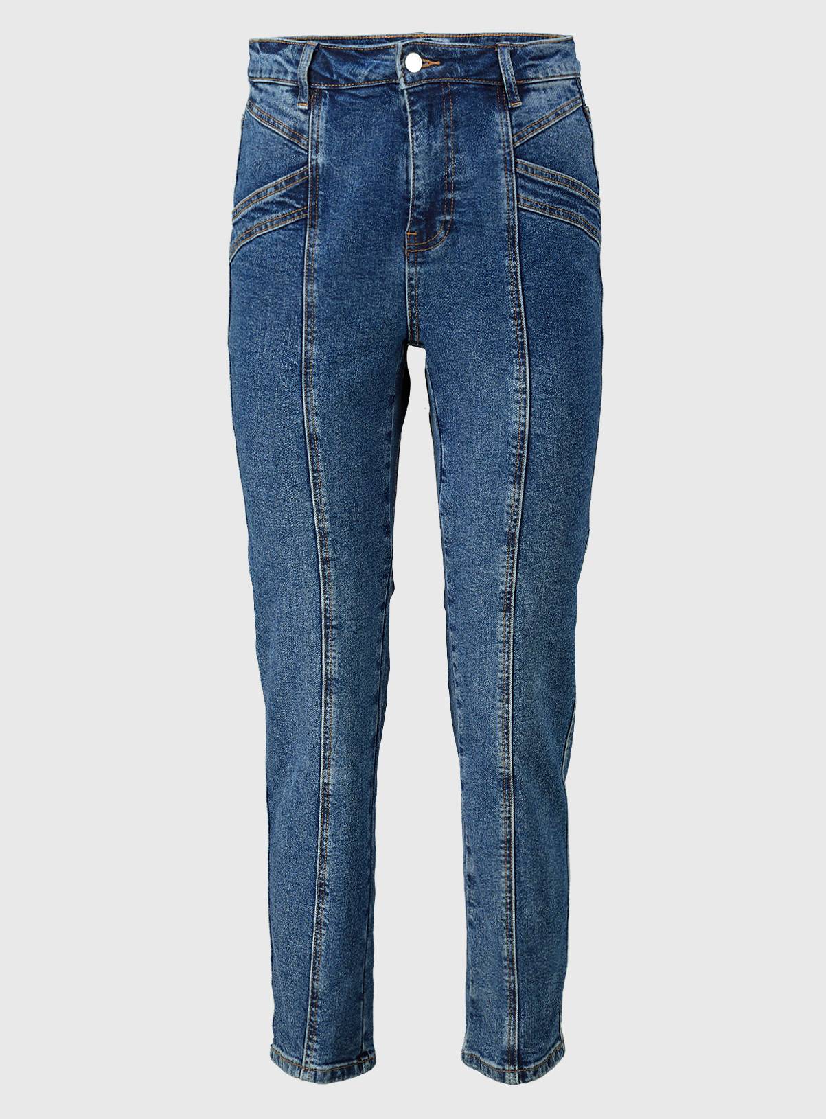 Dark Denim Straight Leg Panel Jeans With Stretch - 20 - Image 5